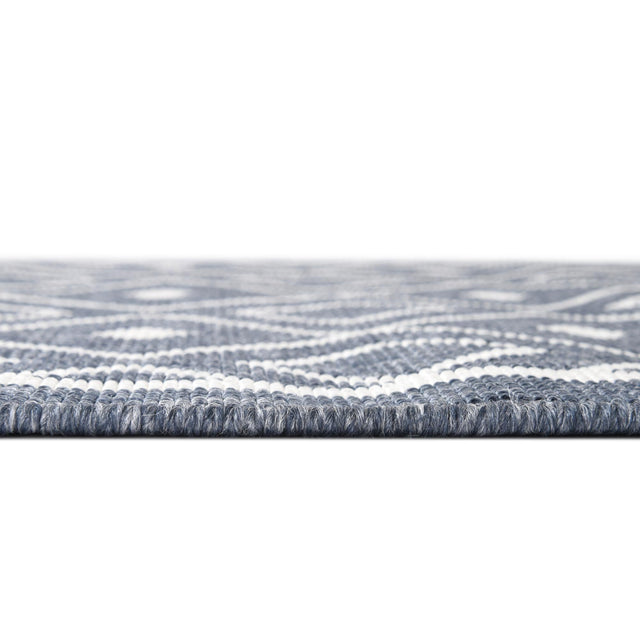 Navy Blue 7' 10 x 7' 10 Outdoor Trellis Square Area Rug Weather Resistant for Patio, Deck, Terrace, Balcony, Porch Geometric Design Water Safe Outside Carpet for Sale at Rug Engine