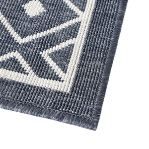 Navy Blue 7' 10 x 7' 10 Outdoor Trellis Square Area Rug Weather Resistant for Patio, Deck, Terrace, Balcony, Porch Geometric Design Water Safe Outside Carpet for Sale at Rug Engine