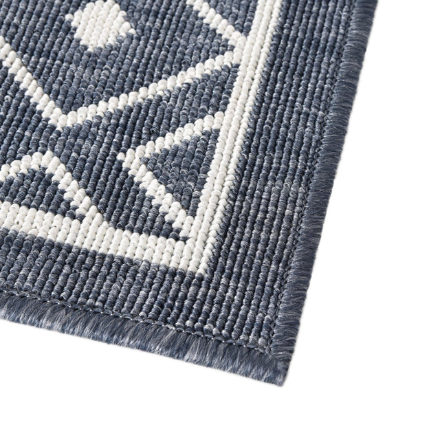 Navy Blue 7' 10 x 7' 10 Outdoor Trellis Square Area Rug Weather Resistant for Patio, Deck, Terrace, Balcony, Porch Geometric Design Water Safe Outside Carpet for Sale at Rug Engine