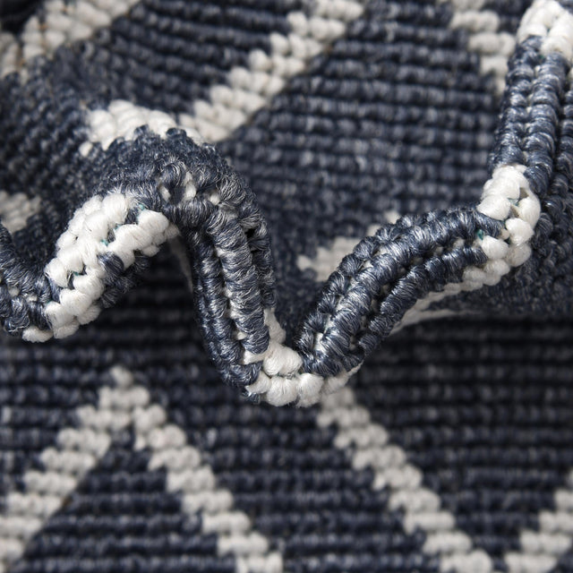 Navy Blue 7' 10 x 7' 10 Outdoor Trellis Square Area Rug Weather Resistant for Patio, Deck, Terrace, Balcony, Porch Geometric Design Water Safe Outside Carpet for Sale at Rug Engine