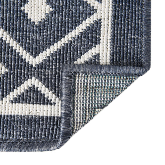 Navy Blue 7' 10 x 7' 10 Outdoor Trellis Square Area Rug Weather Resistant for Patio, Deck, Terrace, Balcony, Porch Geometric Design Water Safe Outside Carpet for Sale at Rug Engine