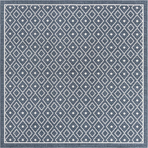 Navy Blue 7' 10 x 7' 10 Outdoor Trellis Square Area Rug Weather Resistant for Patio, Deck, Terrace, Balcony, Porch Geometric Design Water Safe Outside Carpet for Sale at Rug Engine