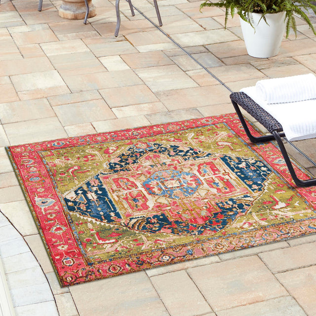 Multicolor 12' x 12' Outdoor Traditional Square Area Rug Weather Resistant for Patio, Deck, Terrace, Balcony, Porch Classical Design Outside Carpet for Sale at Rug Engine