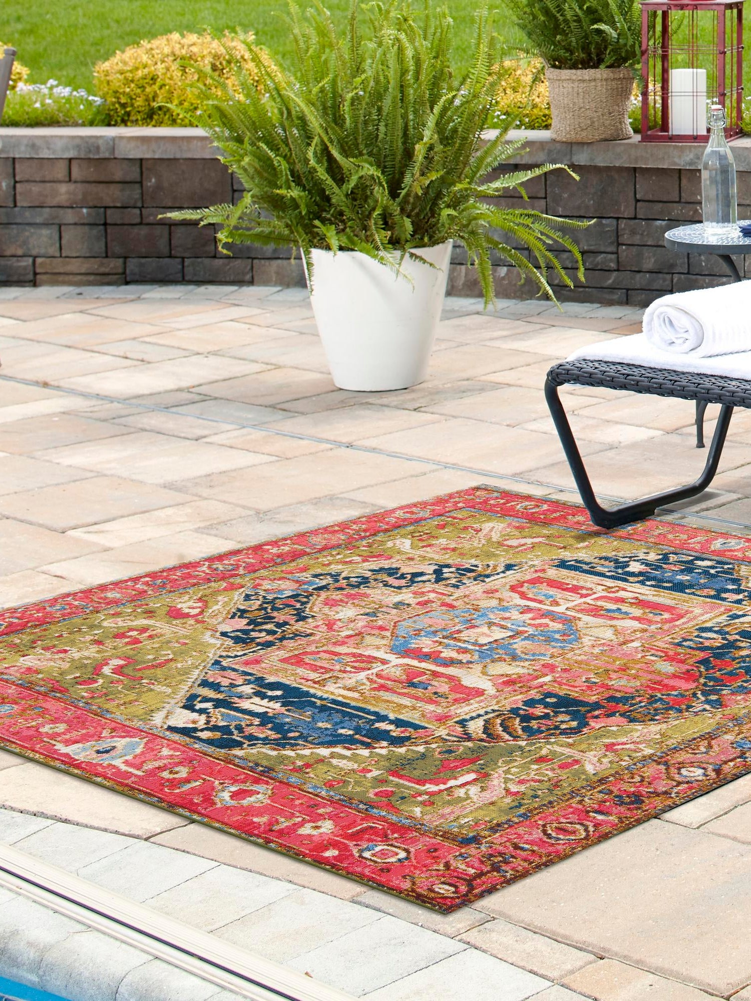 Multicolor 12' x 12' Outdoor Traditional Square Area Rug Weather Resistant for Patio, Deck, Terrace, Balcony, Porch Classical Design Outside Carpet for Sale at Rug Engine