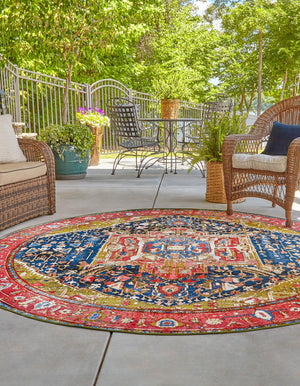 Multicolor 5' 1 x 5' 1 Outdoor Traditional Round Rug
