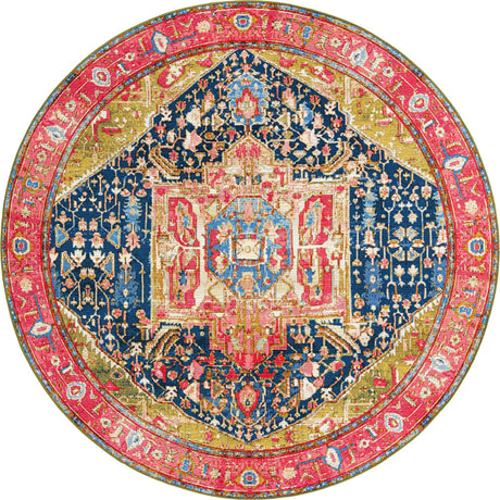 Multicolor 8' x 8' Outdoor Traditional Round Rug