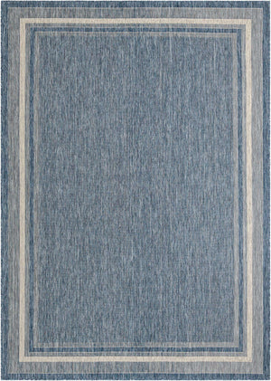 Blue 10' x 14' 1 Outdoor Border Rectangle Area Rug Weather Resistant for Patio, Deck, Terrace, Balcony, Porch 100% Polypropylene Classic Bordered Carpet for Sale at Rug Engine
