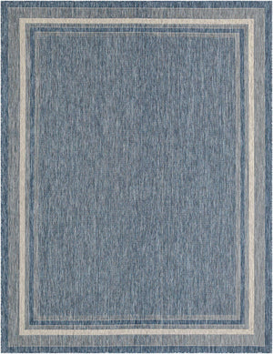Blue 10' x 13' 1 Outdoor Border Rectangle Area Rug Weather Resistant for Patio, Deck, Terrace, Balcony, Porch 100% Polypropylene Classic Bordered Carpet for Sale at Rug Engine