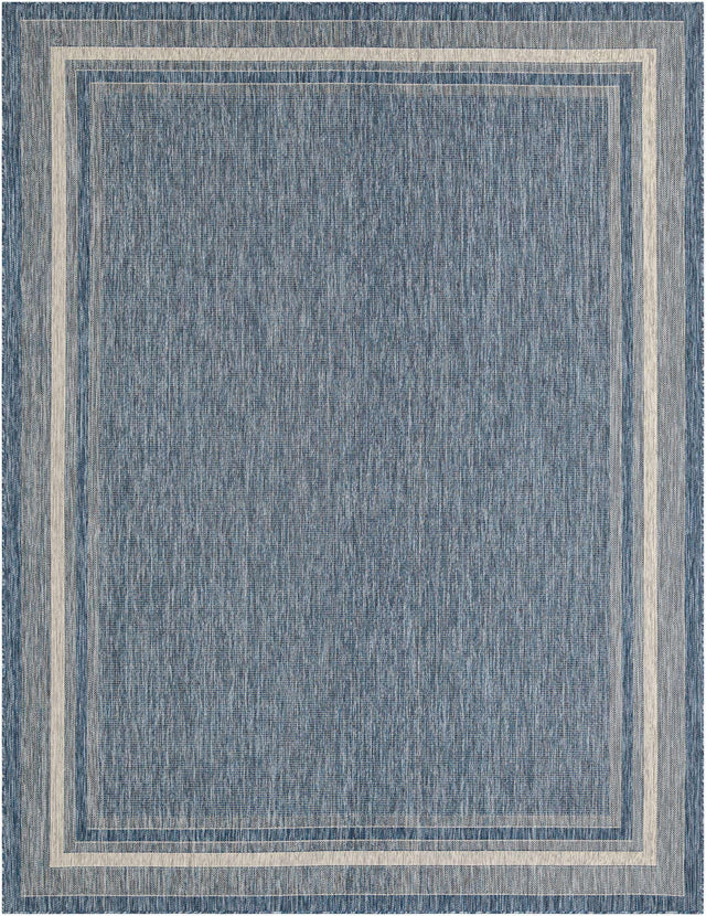Blue 10' x 13' 1 Outdoor Border Rectangle Area Rug Weather Resistant for Patio, Deck, Terrace, Balcony, Porch 100% Polypropylene Classic Bordered Carpet for Sale at Rug Engine