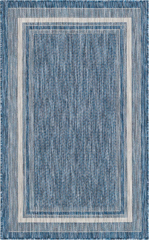 Blue 3' 1 x 5' 3 Outdoor Border Rectangle Rug