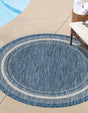 Blue 13' 1 x 13' 1 Outdoor Border Round Area Rug Weather Resistant for Patio, Deck, Terrace, Balcony, Porch 100% Polypropylene Classic Bordered Carpet for Sale at Rug Engine
