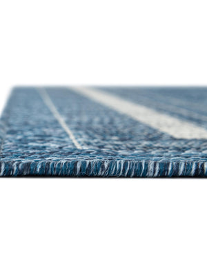 Blue 5' 3 x 5' 3 Outdoor Border Square Area Rug Weather Resistant for Patio, Deck, Terrace, Balcony, Porch 100% Polypropylene Classic Bordered Carpet for Sale at Rug Engine