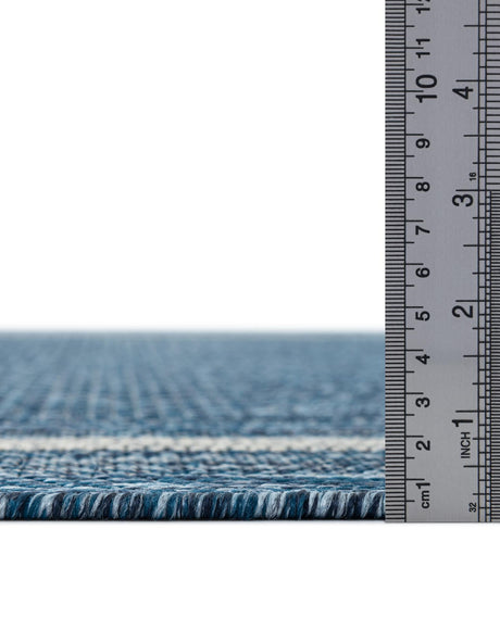 Blue 7' 10 x 7' 10 Outdoor Border Octagon Area Rug Weather Resistant for Patio, Deck, Terrace, Balcony, Porch 100% Polypropylene Classic Bordered Carpet for Sale at Rug Engine
