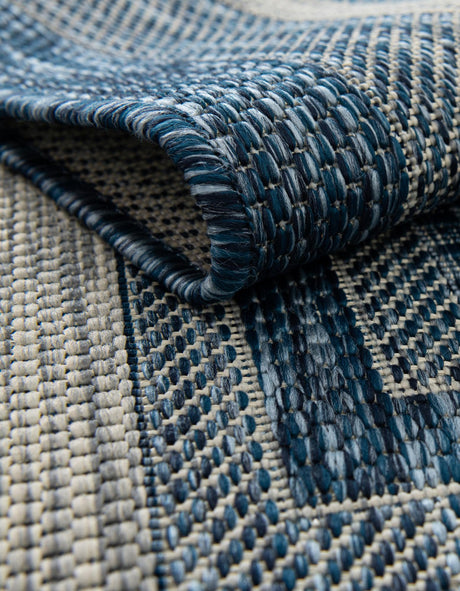 Blue 7' 10 x 7' 10 Outdoor Border Octagon Area Rug Weather Resistant for Patio, Deck, Terrace, Balcony, Porch 100% Polypropylene Classic Bordered Carpet for Sale at Rug Engine