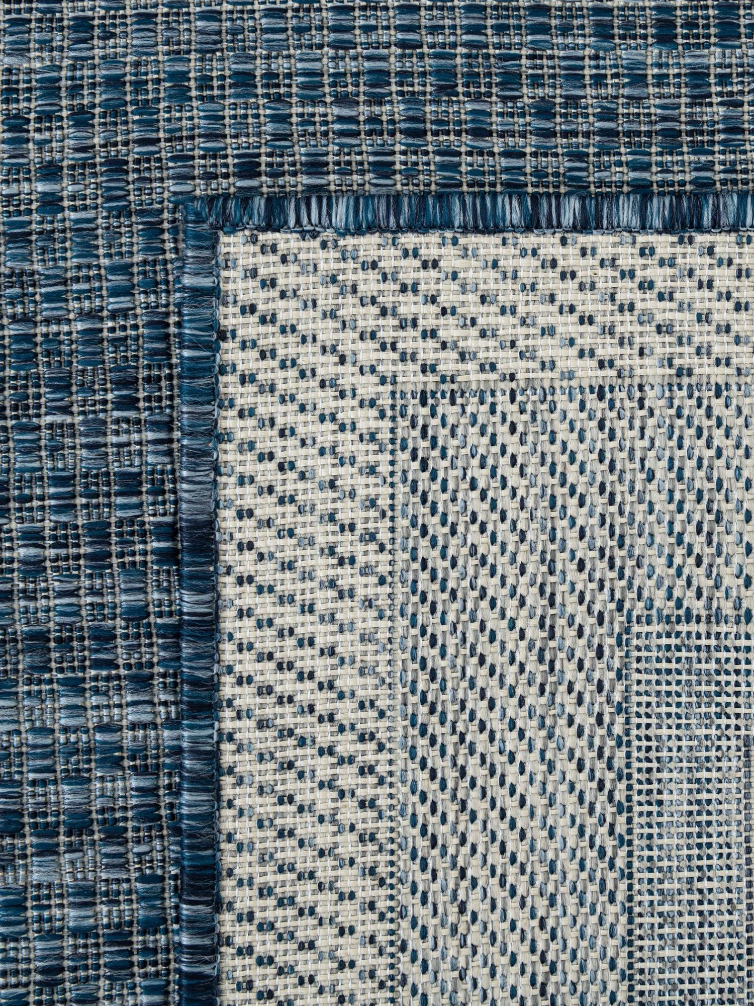 Blue 7' 10 x 7' 10 Outdoor Border Octagon Area Rug Weather Resistant for Patio, Deck, Terrace, Balcony, Porch 100% Polypropylene Classic Bordered Carpet for Sale at Rug Engine