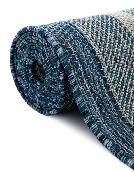 Blue 7' 10 x 7' 10 Outdoor Border Octagon Area Rug Weather Resistant for Patio, Deck, Terrace, Balcony, Porch 100% Polypropylene Classic Bordered Carpet for Sale at Rug Engine
