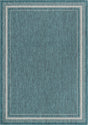 Teal 10' x 14' 1 Outdoor Border Rectangle Area Rug Weather Resistant for Patio, Deck, Terrace, Balcony, Porch 100% Polypropylene Classic Bordered Carpet for Sale at Rug Engine
