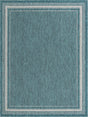 Teal 10' x 13' 1 Outdoor Border Rectangle Area Rug Weather Resistant for Patio, Deck, Terrace, Balcony, Porch 100% Polypropylene Classic Bordered Carpet for Sale at Rug Engine