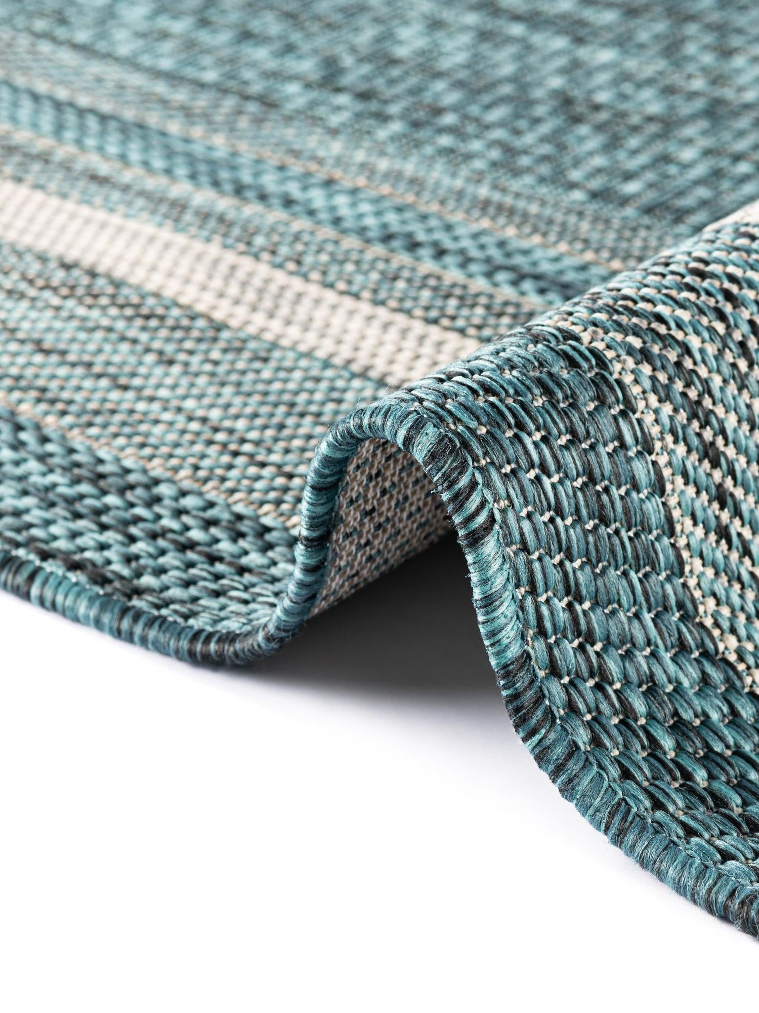 Teal 12' x 12' Outdoor Border Square Area Rug Weather Resistant for Patio, Deck, Terrace, Balcony, Porch 100% Polypropylene Classic Bordered Carpet for Sale at Rug Engine
