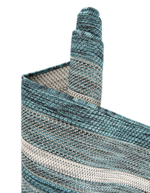 Teal 13' 1 x 13' 1 Outdoor Border Square Area Rug Weather Resistant for Patio, Deck, Terrace, Balcony, Porch 100% Polypropylene Classic Bordered Carpet for Sale at Rug Engine