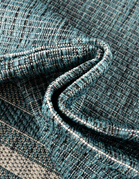 Teal 7' 10 x 7' 10 Outdoor Border Octagon Area Rug Weather Resistant for Patio, Deck, Terrace, Balcony, Porch 100% Polypropylene Classic Bordered Carpet for Sale at Rug Engine