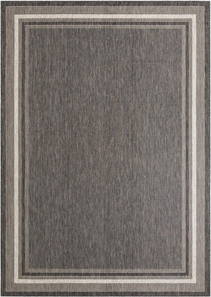 Black 10' x 14' 1 Outdoor Border Rectangle Area Rug Weather Resistant for Patio, Deck, Terrace, Balcony, Porch 100% Polypropylene Classic Bordered Carpet for Sale at Rug Engine