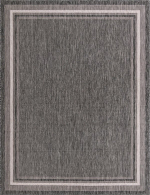 Black 10' x 13' 1 Outdoor Border Rectangle Area Rug Weather Resistant for Patio, Deck, Terrace, Balcony, Porch 100% Polypropylene Classic Bordered Carpet for Sale at Rug Engine