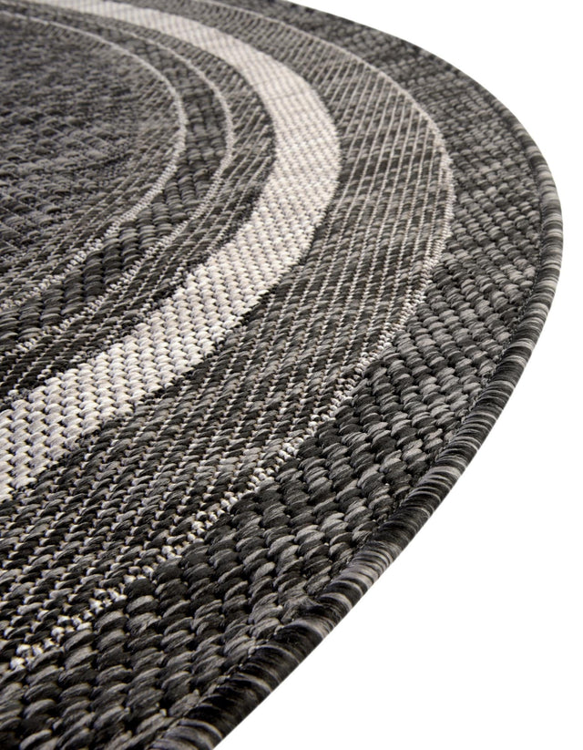Black 6' 1 x 6' 1 Outdoor Border Round Rug
