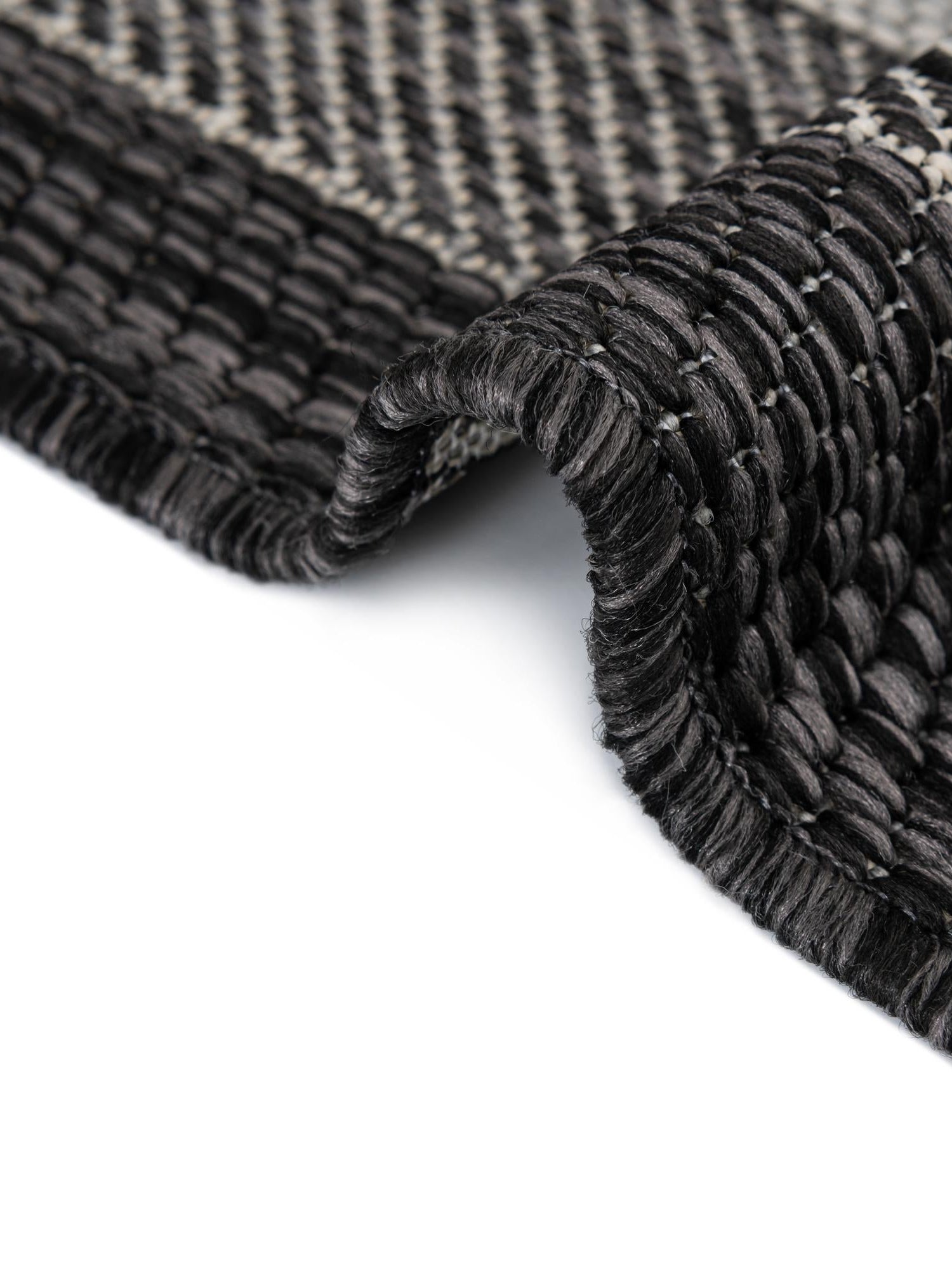Black 10' x 10' Outdoor Border Round Area Rug Weather Resistant for Patio, Deck, Terrace, Balcony, Porch 100% Polypropylene Classic Bordered Carpet for Sale at Rug Engine