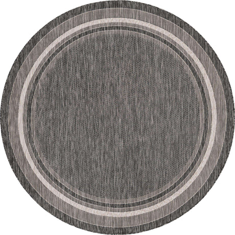 Black 5' 3 x 5' 3 Outdoor Border Round Rug