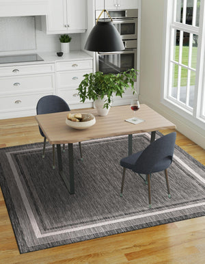Black 6' 1 x 6' 1 Outdoor Border Square Rug