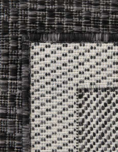 Black 7' 10 x 7' 10 Outdoor Border Octagon Area Rug Weather Resistant for Patio, Deck, Terrace, Balcony, Porch 100% Polypropylene Classic Bordered Carpet for Sale at Rug Engine