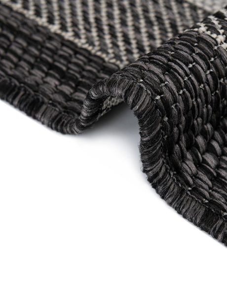 Black 7' 10 x 7' 10 Outdoor Border Octagon Area Rug Weather Resistant for Patio, Deck, Terrace, Balcony, Porch 100% Polypropylene Classic Bordered Carpet for Sale at Rug Engine