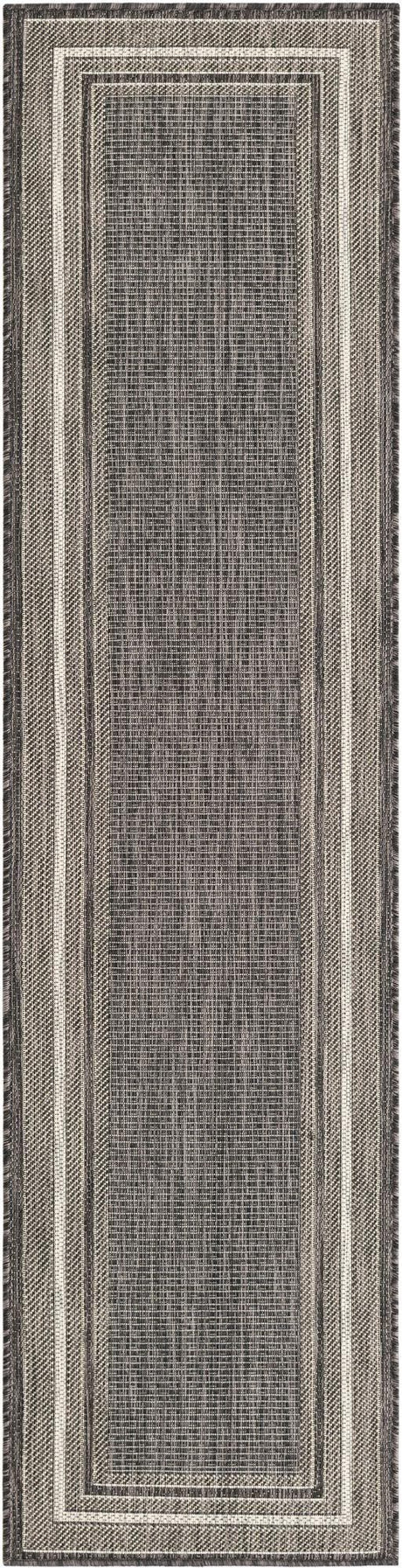 Black 2' x 8' Outdoor Border Runner Rug