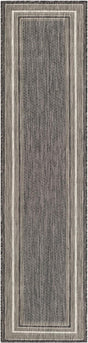 Black 2' x 8' Outdoor Border Runner Rug