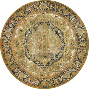 Green 7' 10 x 7' 10 Outdoor Traditional Round Area Rug Weather Resistant for Patio, Deck, Terrace, Balcony, Porch Classical Design Outside Carpet for Sale at Rug Engine