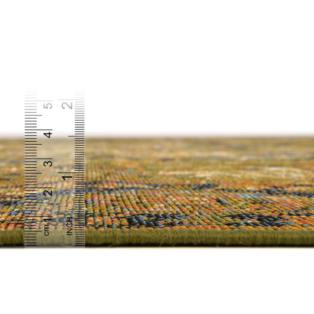 Green 2' x 6' Outdoor Traditional Runner Area Rug Weather Resistant for Patio, Deck, Terrace, Balcony, Porch Classical Design Outside Carpet for Sale at Rug Engine
