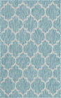 Aquamarine 3' 1 x 5' 3 Outdoor Trellis Rectangle Area Rug Weather Resistant for Patio, Deck, Terrace, Balcony, Porch Geometric Design Water Safe Outside Carpet for Sale at Rug Engine