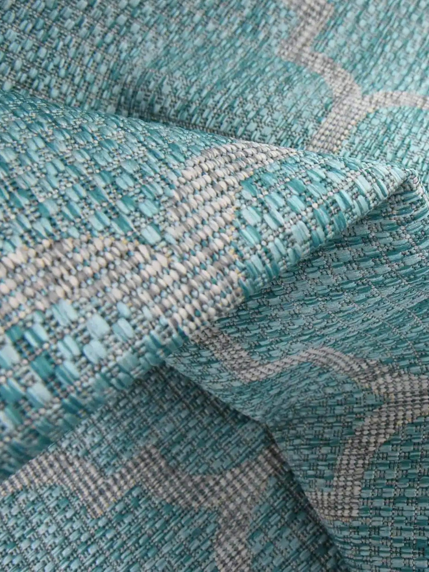 Aquamarine 13' 1 x 13' 1 Outdoor Trellis Square Area Rug Weather Resistant for Patio, Deck, Terrace, Balcony, Porch Geometric Design Water Safe Outside Carpet for Sale at Rug Engine