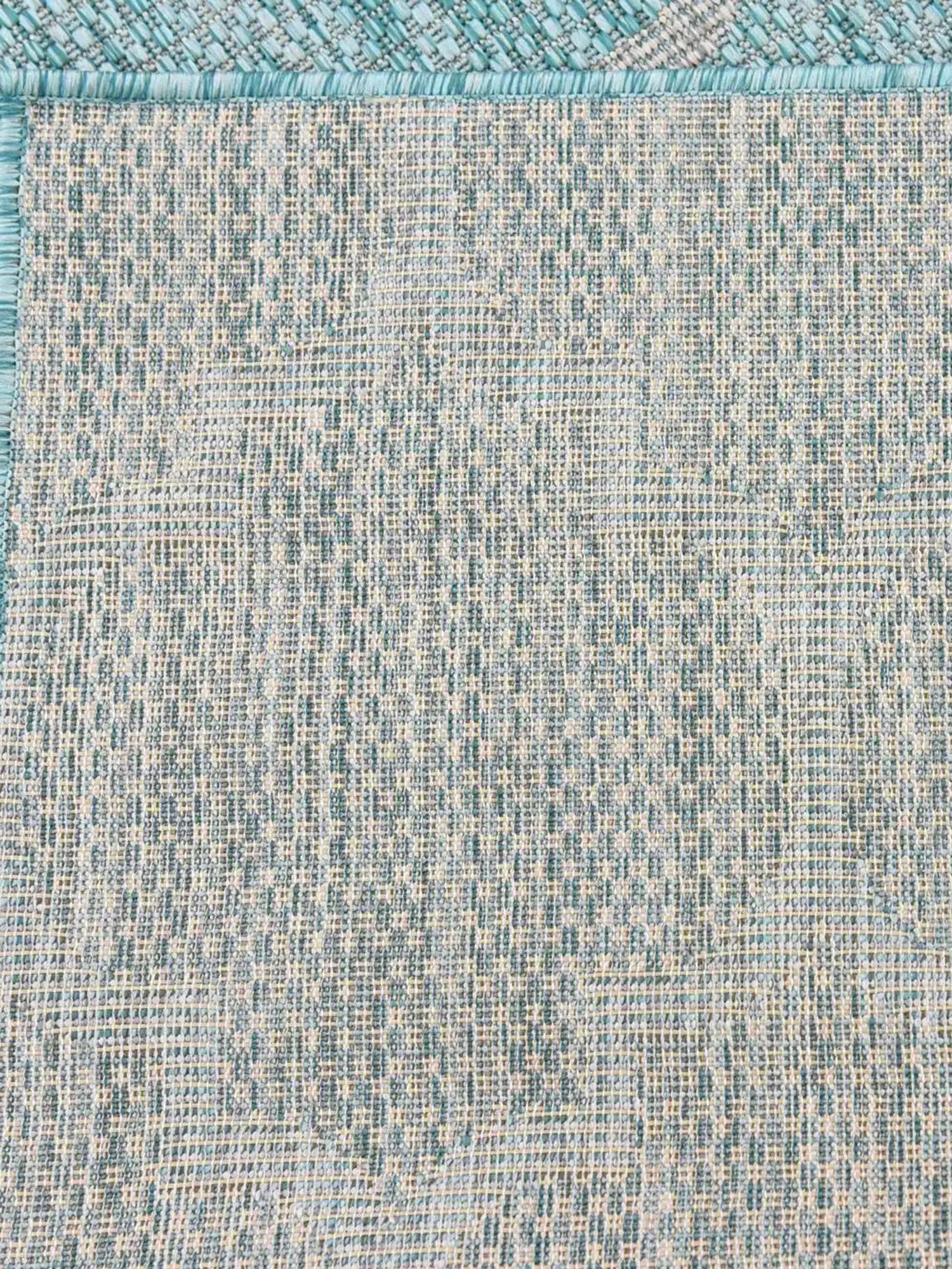 Aquamarine 5' 3 x 5' 3 Outdoor Trellis Square Area Rug Weather Resistant for Patio, Deck, Terrace, Balcony, Porch Geometric Design Water Safe Outside Carpet for Sale at Rug Engine