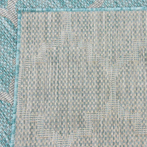 Aquamarine 5' 3 x 5' 3 Outdoor Trellis Square Area Rug Weather Resistant for Patio, Deck, Terrace, Balcony, Porch Geometric Design Water Safe Outside Carpet for Sale at Rug Engine