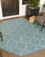 Aquamarine 7' 10 x 7' 10 Outdoor Trellis Octagon Area Rug Weather Resistant for Patio, Deck, Terrace, Balcony, Porch Geometric Design Water Safe Outside Carpet for Sale at Rug Engine