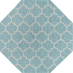 Aquamarine 7' 10 x 7' 10 Outdoor Trellis Octagon Area Rug Weather Resistant for Patio, Deck, Terrace, Balcony, Porch Geometric Design Water Safe Outside Carpet for Sale at Rug Engine
