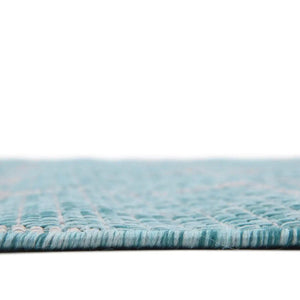 Aquamarine 5' 3 x 5' 3 Outdoor Trellis Octagon Area Rug Weather Resistant for Patio, Deck, Terrace, Balcony, Porch Geometric Design Water Safe Outside Carpet for Sale at Rug Engine