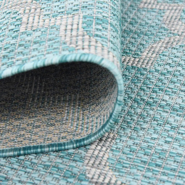 Aquamarine 7' 10 x 7' 10 Outdoor Trellis Octagon Area Rug Weather Resistant for Patio, Deck, Terrace, Balcony, Porch Geometric Design Water Safe Outside Carpet for Sale at Rug Engine