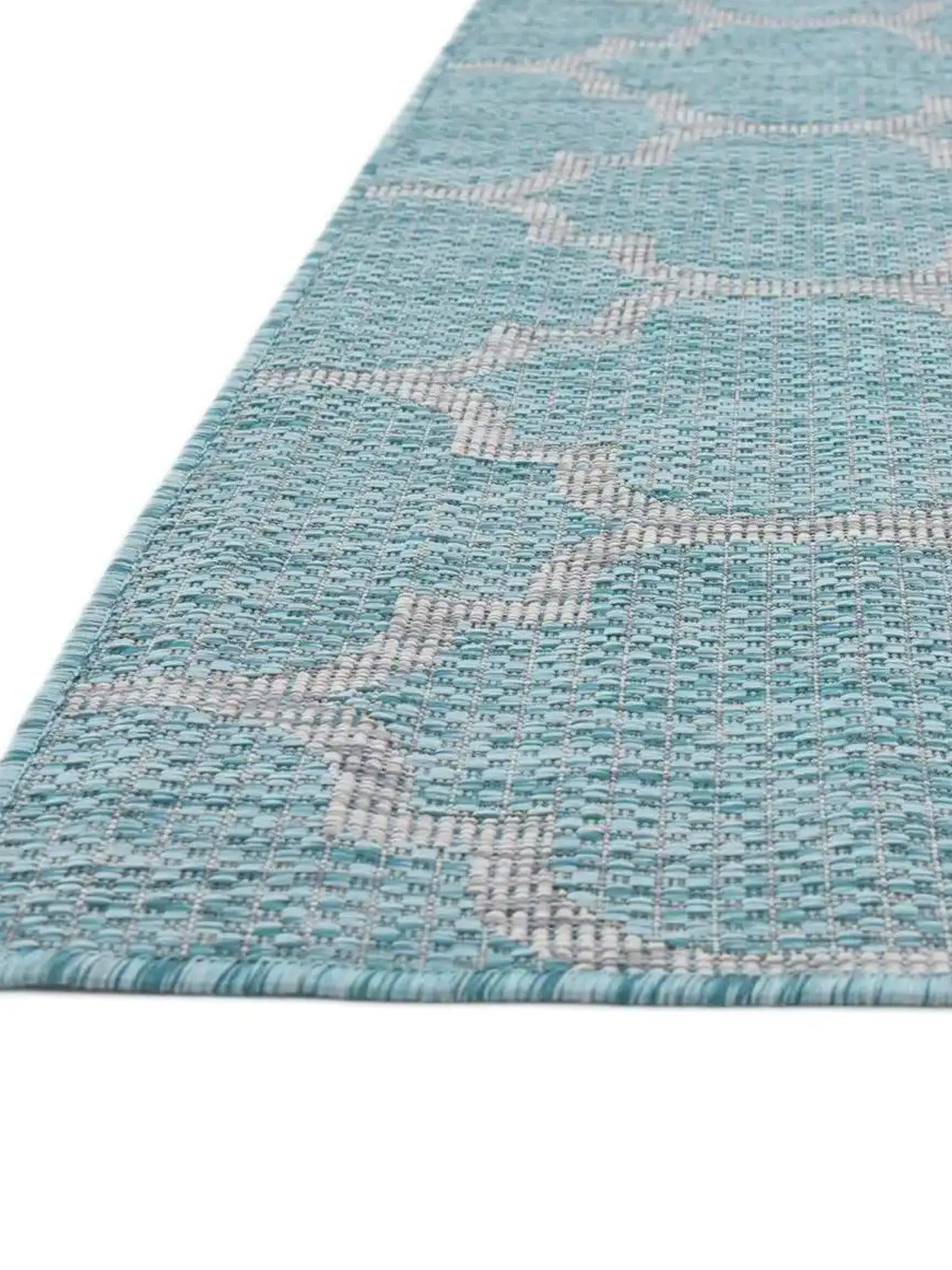 Aquamarine 7' 10 x 7' 10 Outdoor Trellis Octagon Area Rug Weather Resistant for Patio, Deck, Terrace, Balcony, Porch Geometric Design Water Safe Outside Carpet for Sale at Rug Engine