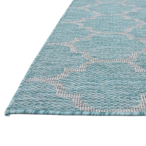 Aquamarine 7' 10 x 7' 10 Outdoor Trellis Octagon Area Rug Weather Resistant for Patio, Deck, Terrace, Balcony, Porch Geometric Design Water Safe Outside Carpet for Sale at Rug Engine
