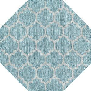 Aquamarine 5' 3 x 5' 3 Outdoor Trellis Octagon Area Rug Weather Resistant for Patio, Deck, Terrace, Balcony, Porch Geometric Design Water Safe Outside Carpet for Sale at Rug Engine