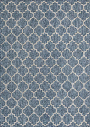Navy Blue 10' x 14' 1 Outdoor Trellis Rectangle Area Rug Weather Resistant for Patio, Deck, Terrace, Balcony, Porch Geometric Design Water Safe Outside Carpet for Sale at Rug Engine