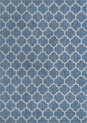 Navy Blue 10' x 13' 1 Outdoor Trellis Rectangle Area Rug Weather Resistant for Patio, Deck, Terrace, Balcony, Porch Geometric Design Water Safe Outside Carpet for Sale at Rug Engine